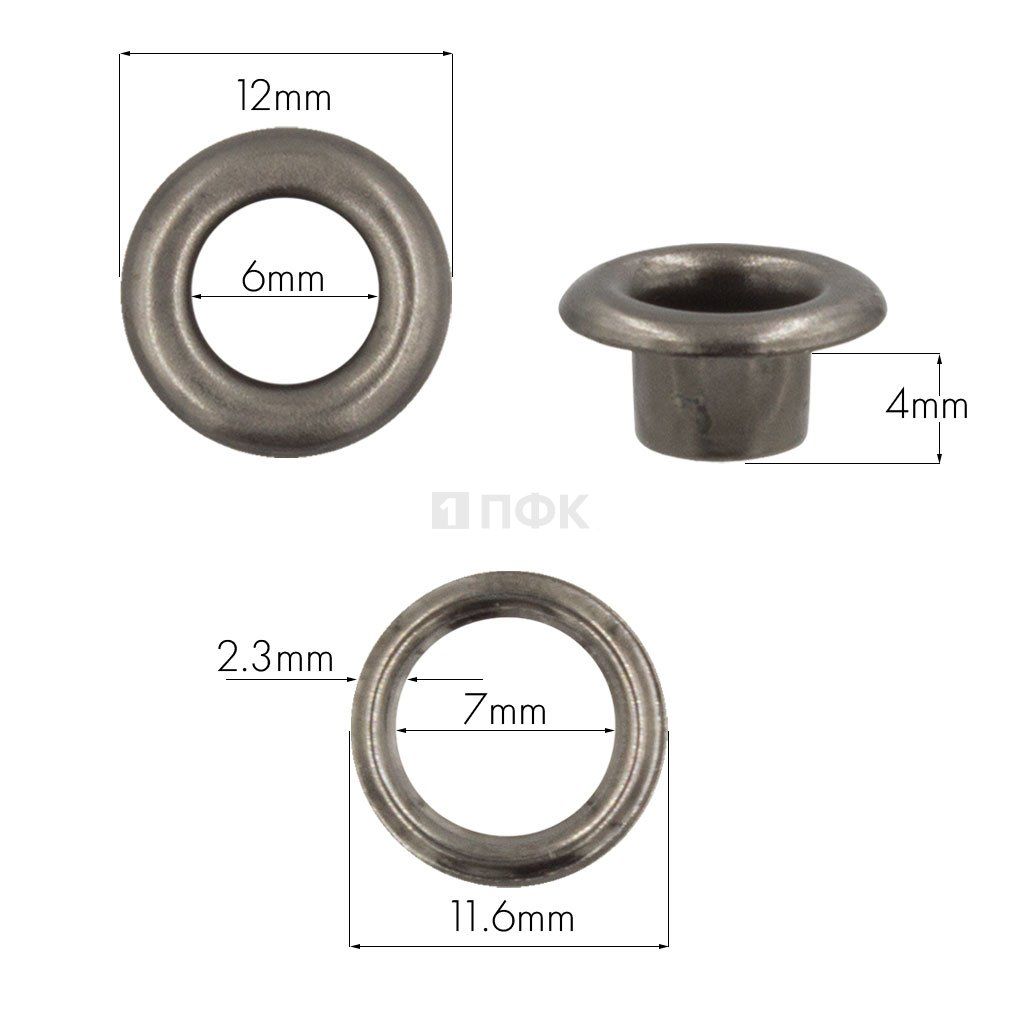 Люверсы №4 6мм нерж цв никель тем (уп 5000шт) 