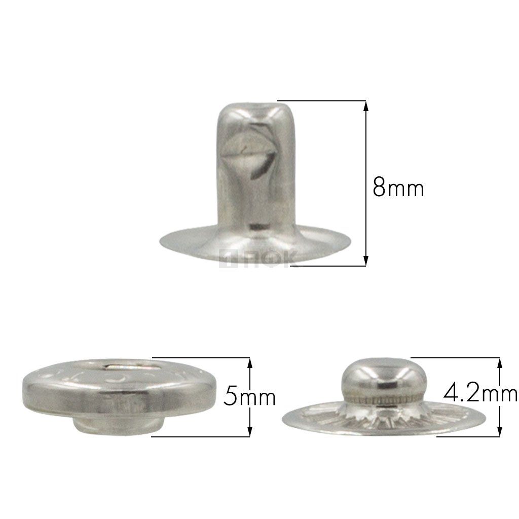 3 Части кнопки для одежды 15мм Альфа сталь цв никель (уп 720шт) STORM