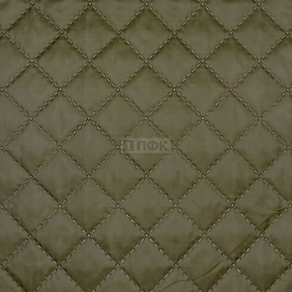Ткань термостёжка (подкладка 190 Т, 53 г/м2 +синтепон 100 г/м2) ромб 35*35 цв хаки 423 (рул 50 м)